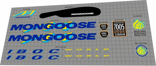 MONGOOSE IBOC (1993) World Champion Frame Decal Set - Bike Decal Replace