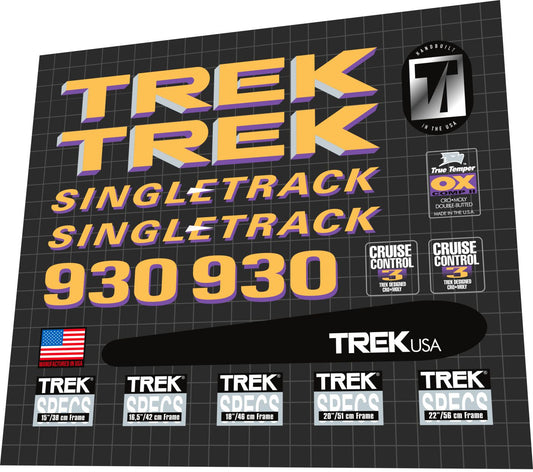 TREK 930 (1993) SingleTrack Frame Decal Set