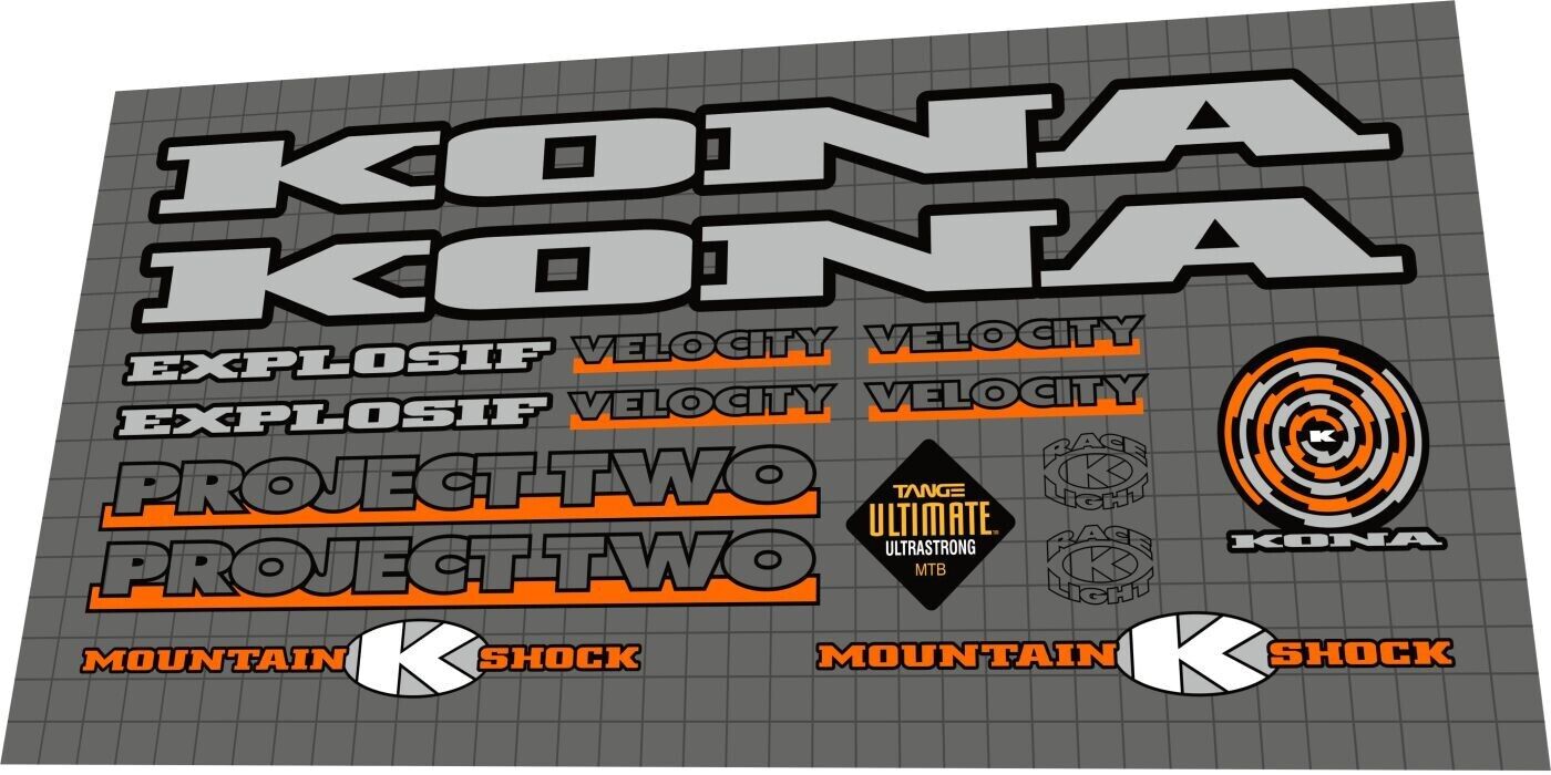 KONA Explosif (1994) Frame Decal Set - Bike Decal Replace