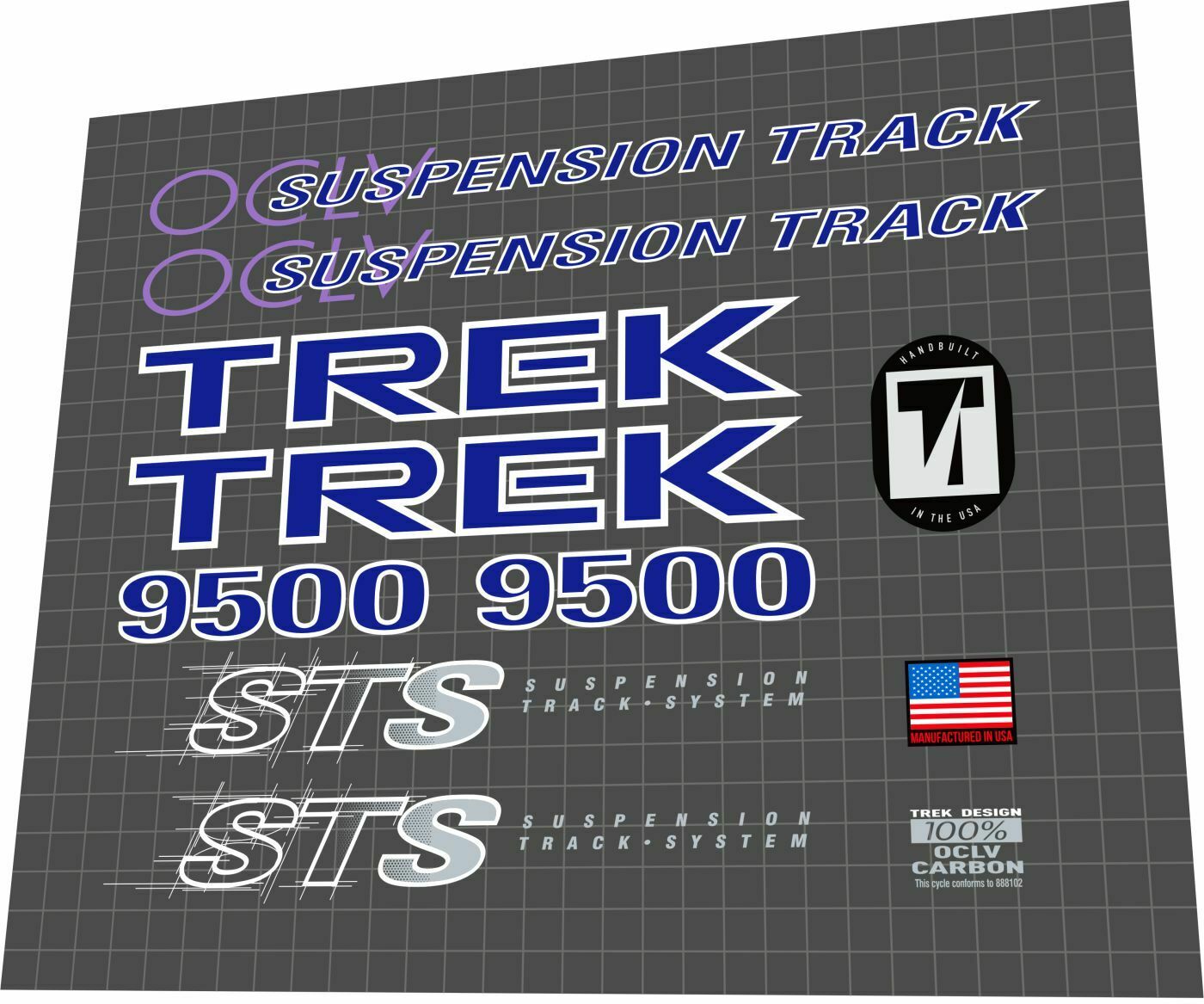 TREK 9500 (1994) OCLV STS Frame Decal Set - Bike Decal Replace