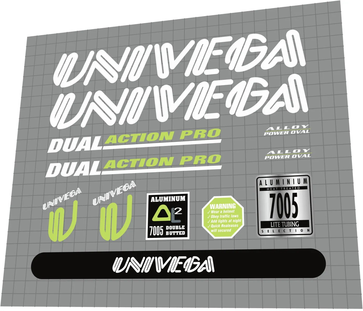 UNIVEGA Dual (1995-1996) Action Pro Frame Decal Set
