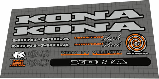 KONA Muni Mula (1995) Frame Decal Set - Bike Decal Replace