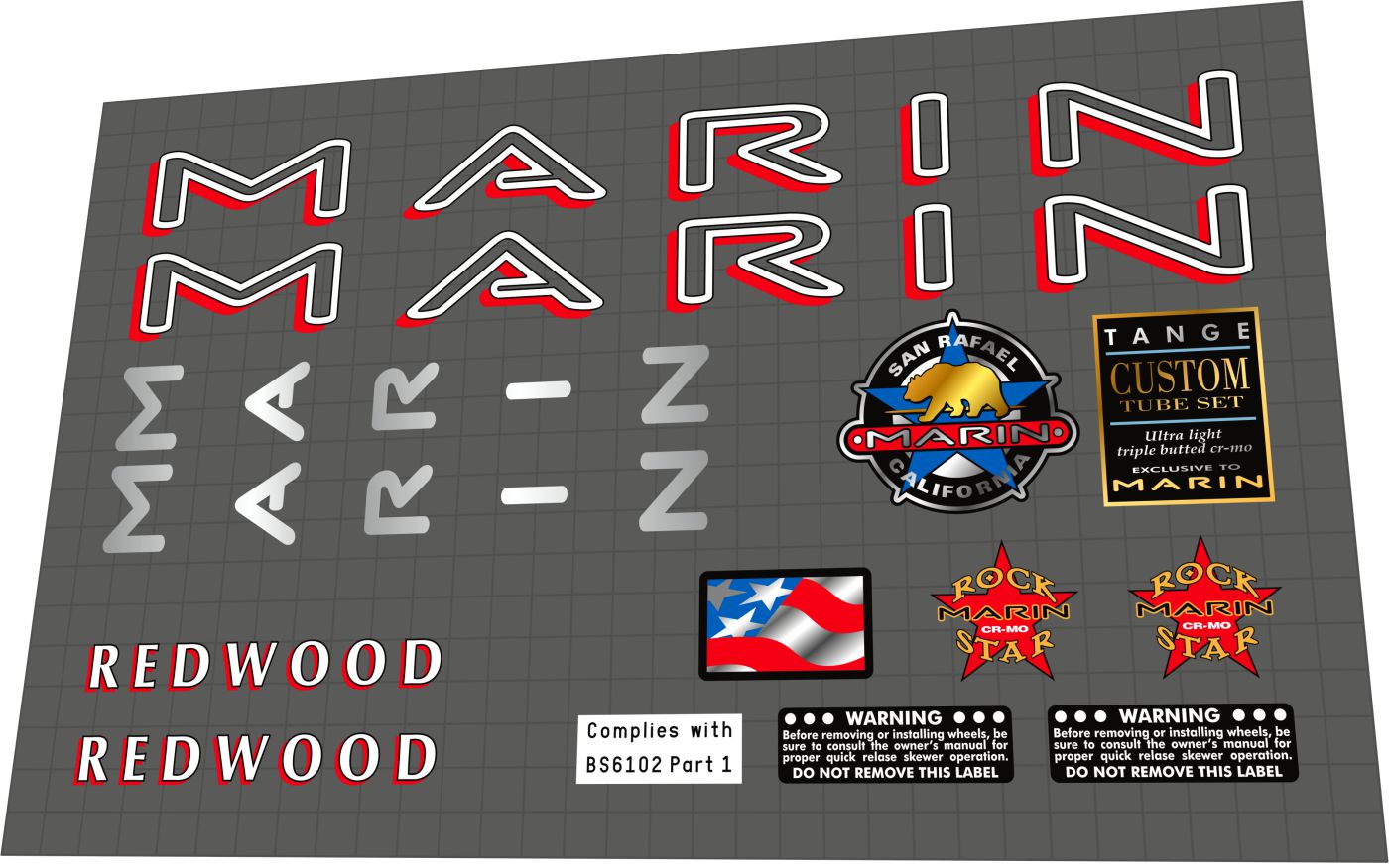 MARIN Redwood (1995) Frame Decal Set