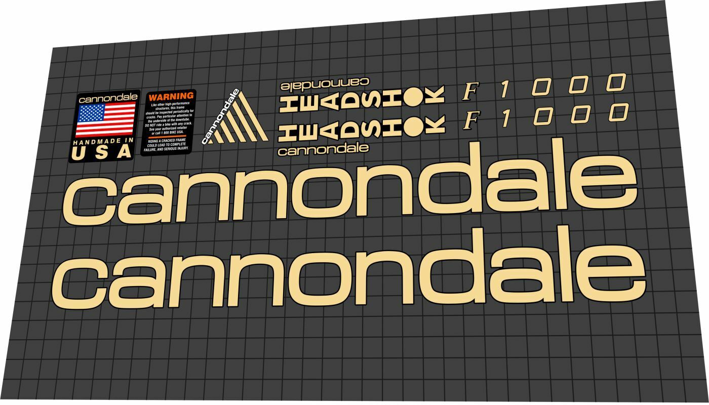 CANNONDALE F1000 (1995) Frame Decal Set - Bike Decal Replace