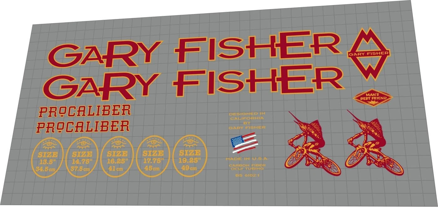 GARY FISHER Procaliber (1996) Frame Decal Set