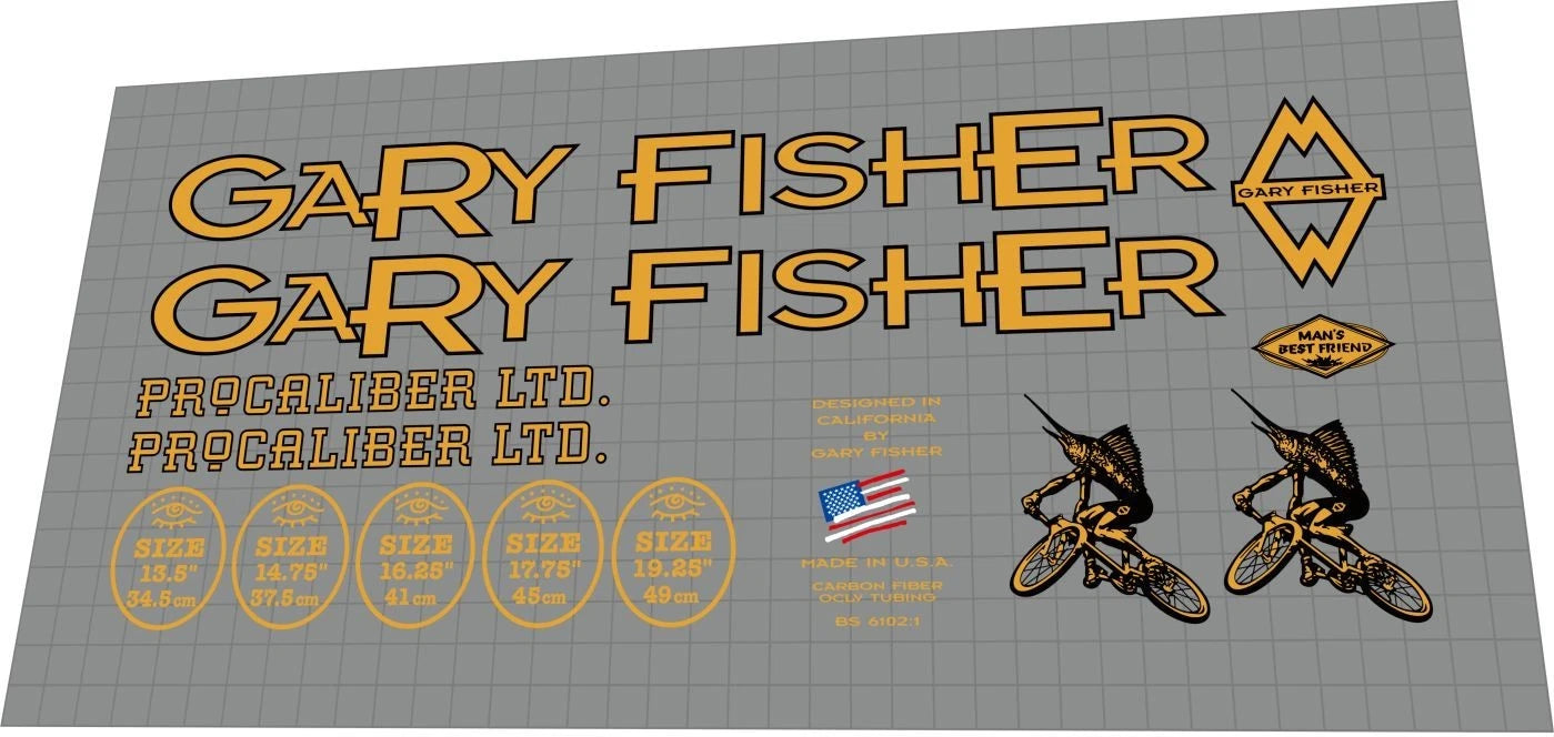 GARY FISHER Procaliber LTD (1996) Frame Decal Set