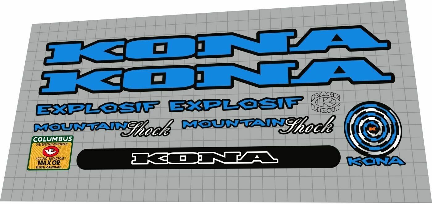 KONA Explosif (1996) Frame Decal Set - Bike Decal Replace