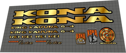 KONA Hei Hei (1996) King Kahuna 6-4 Frame Decal Set - Bike Decal Replace