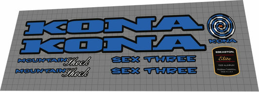 KONA Sex Three (1996) Frame Decal Set - Bike Decal Replace