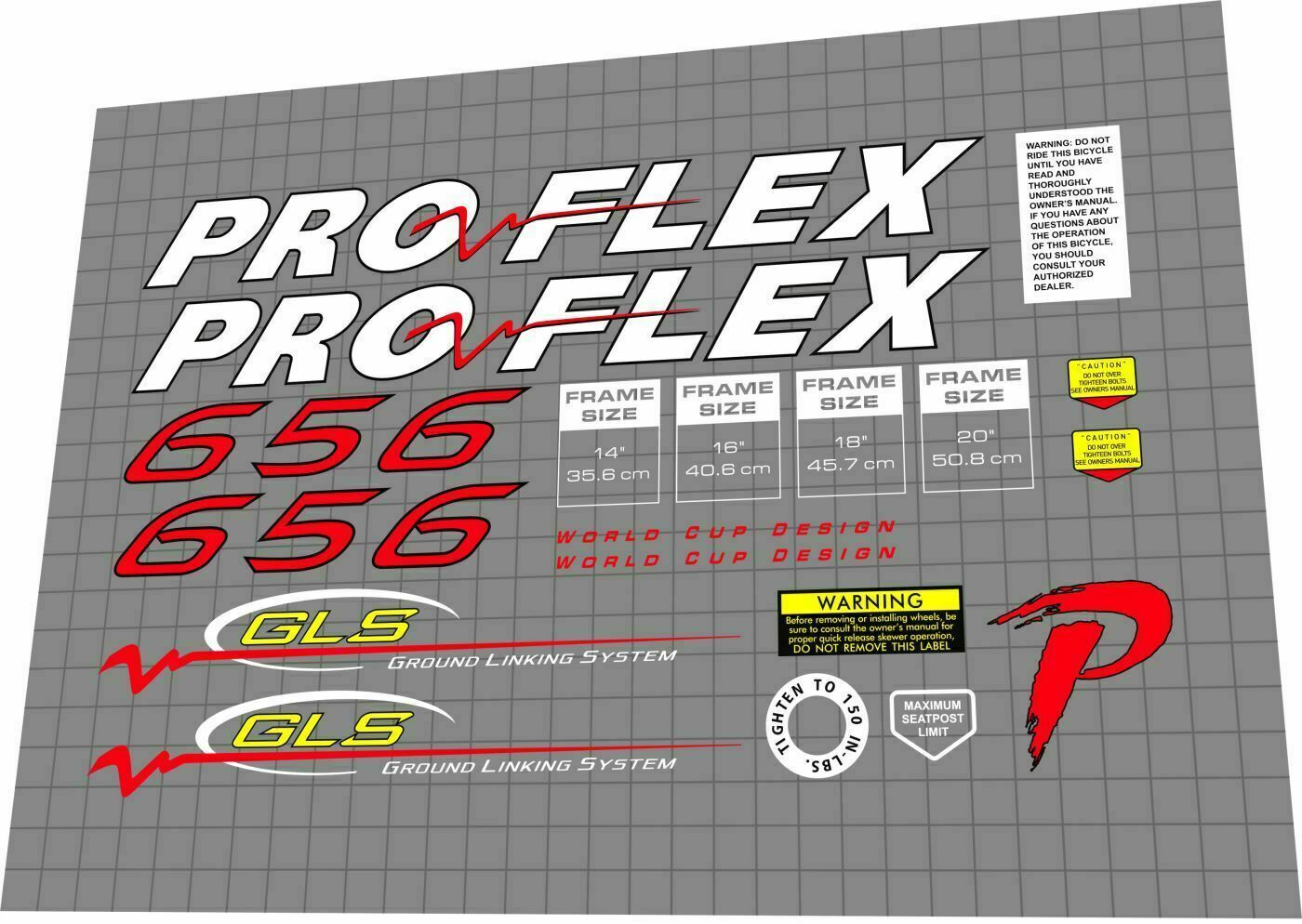 PROFLEX 656 (1996) Frame Decal Set - Bike Decal Replace