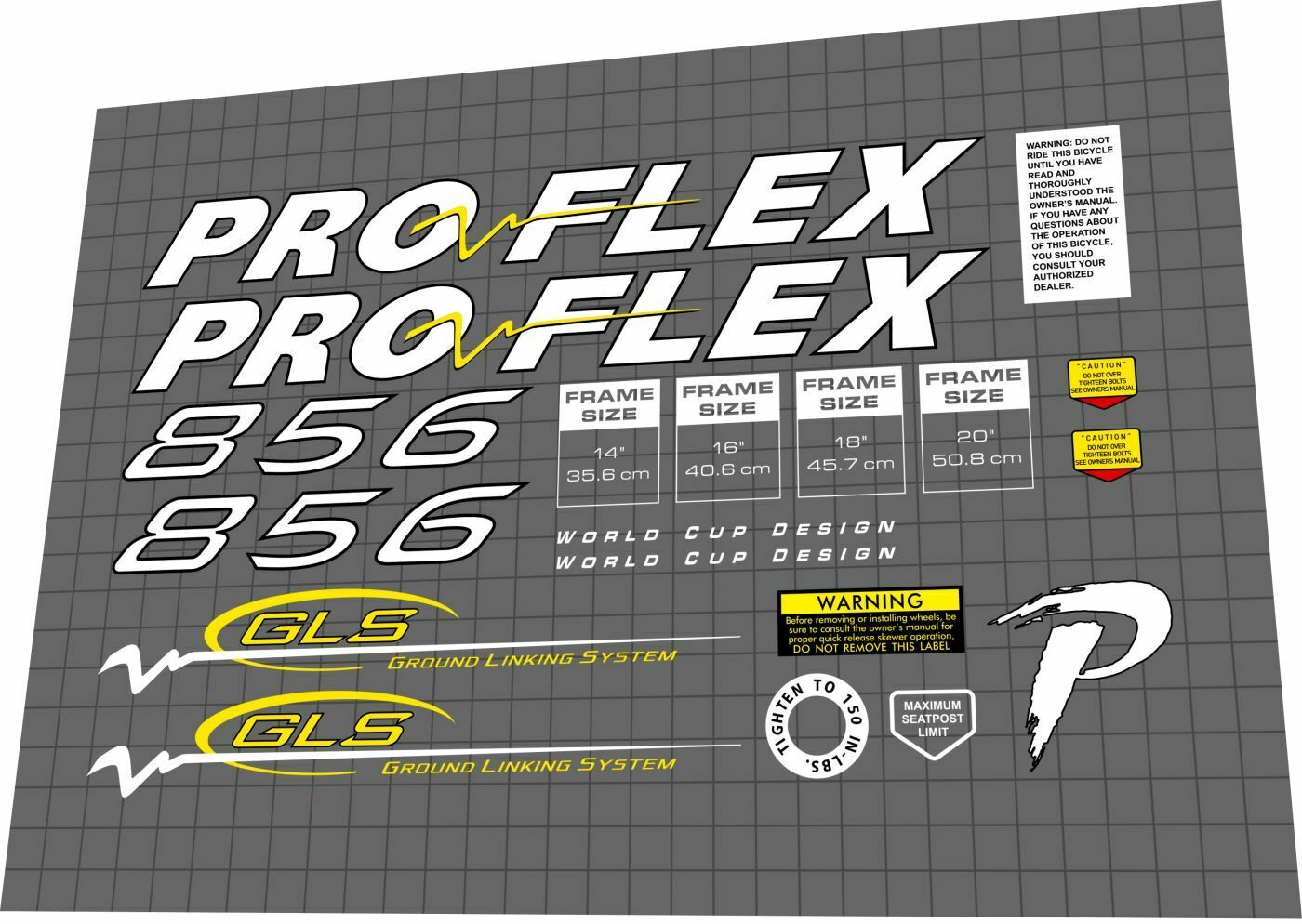 PROFLEX 856 (1996) Frame Decal Set - Bike Decal Replace