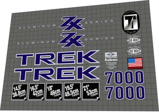 TREK 7000 (1996) ZX Series Frame Decal Set
