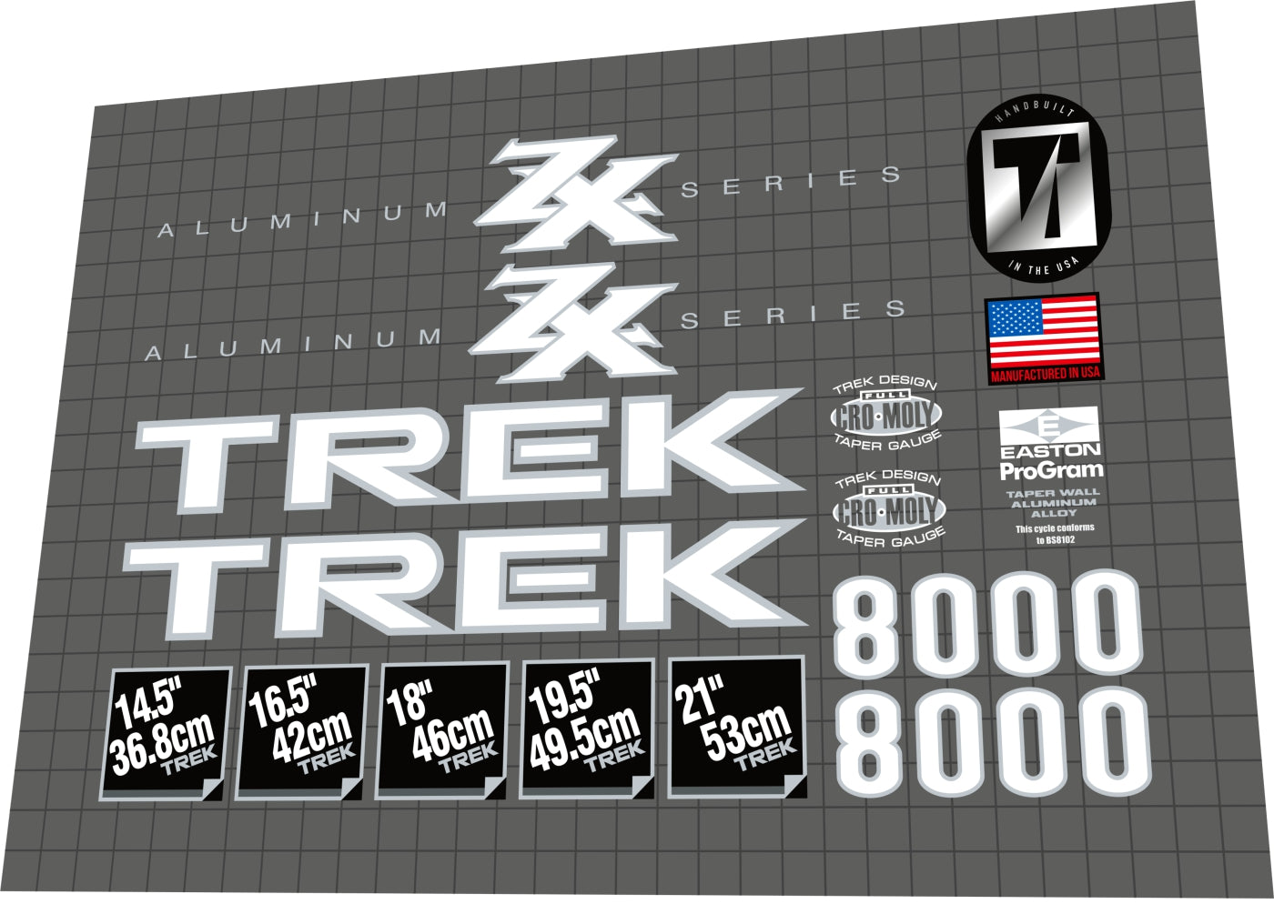 TREK 8000 SHX (1996) Frame Decal Set TREK 8000 SHX (1996) Frame Decal Set