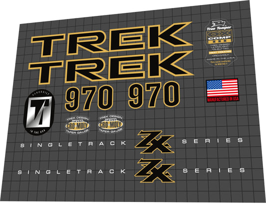 TREK 970 (1996) ZX SingleTrack Frame Decal Set
