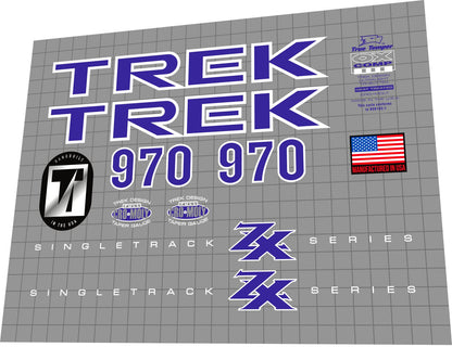 TREK 970 (1996) ZX SingleTrack Frame Decal Set - Bike Decal Replace