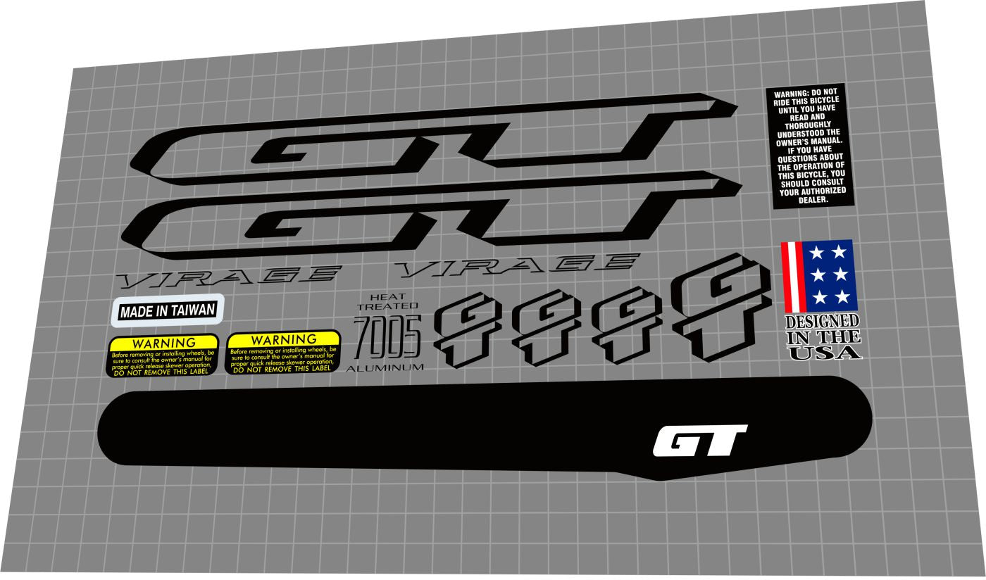 gt virage bicycle (1997) Frame Decal Set public snowboards Road Cycling Best Mtb paint:Painted