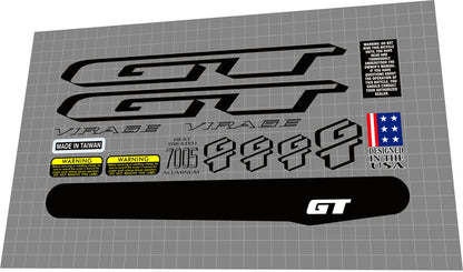 GT Virage (1997) Frame Decal Set - Bike Decal Replace