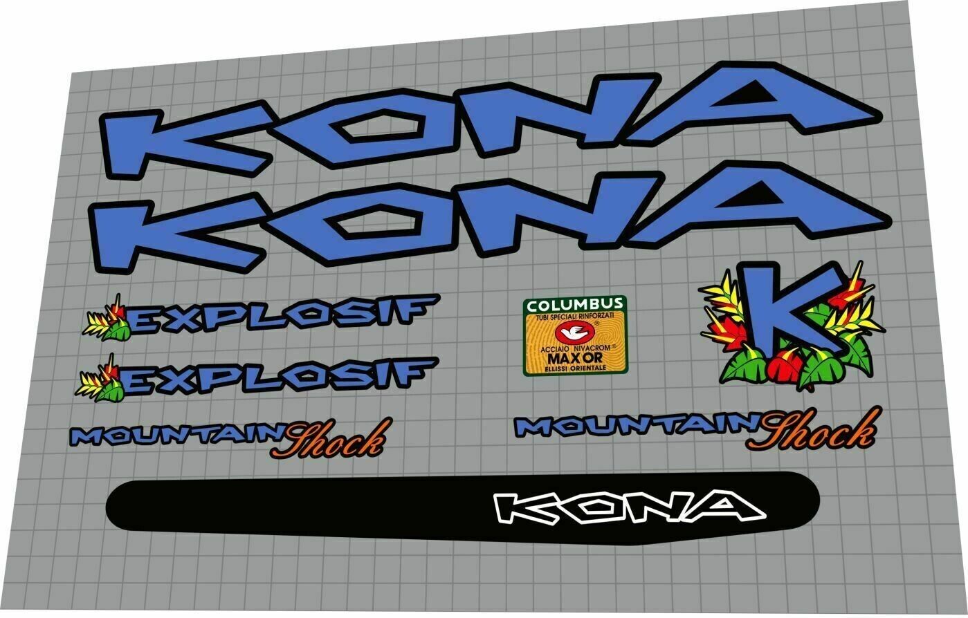 KONA Explosif (1997) Frame Decal Set - Bike Decal Replace