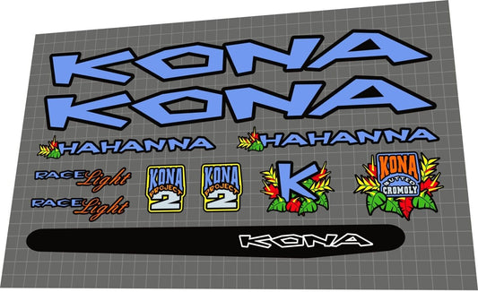 KONA Hahanna (1997) Frame Decal Set - Bike Decal Replace