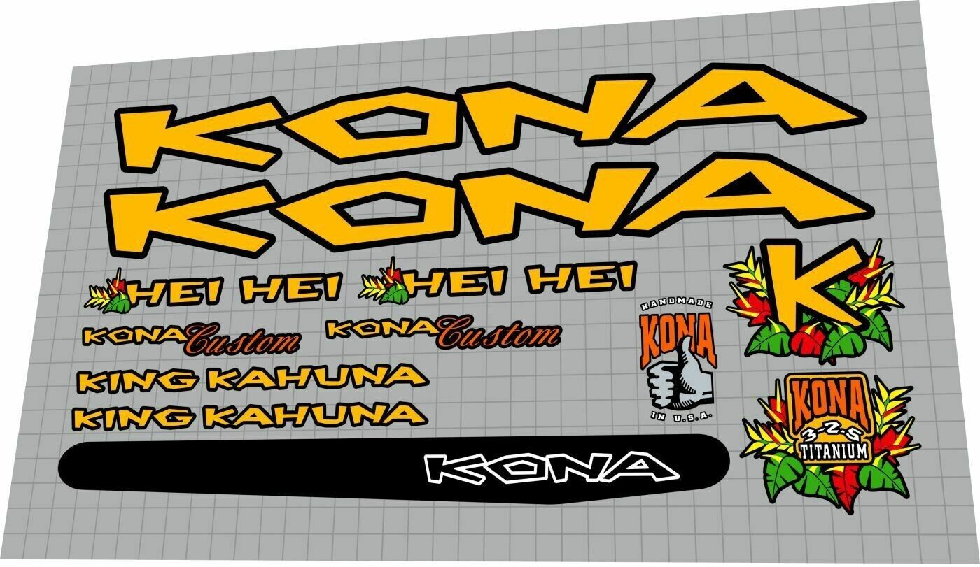 KONA Hei Hei (1997) King Kahuna Frame Decal Set - Bike Decal Replace