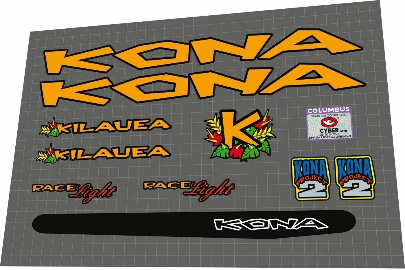 KONA Kilauea (1997) Frame Decal Set - Bike Decal Replace