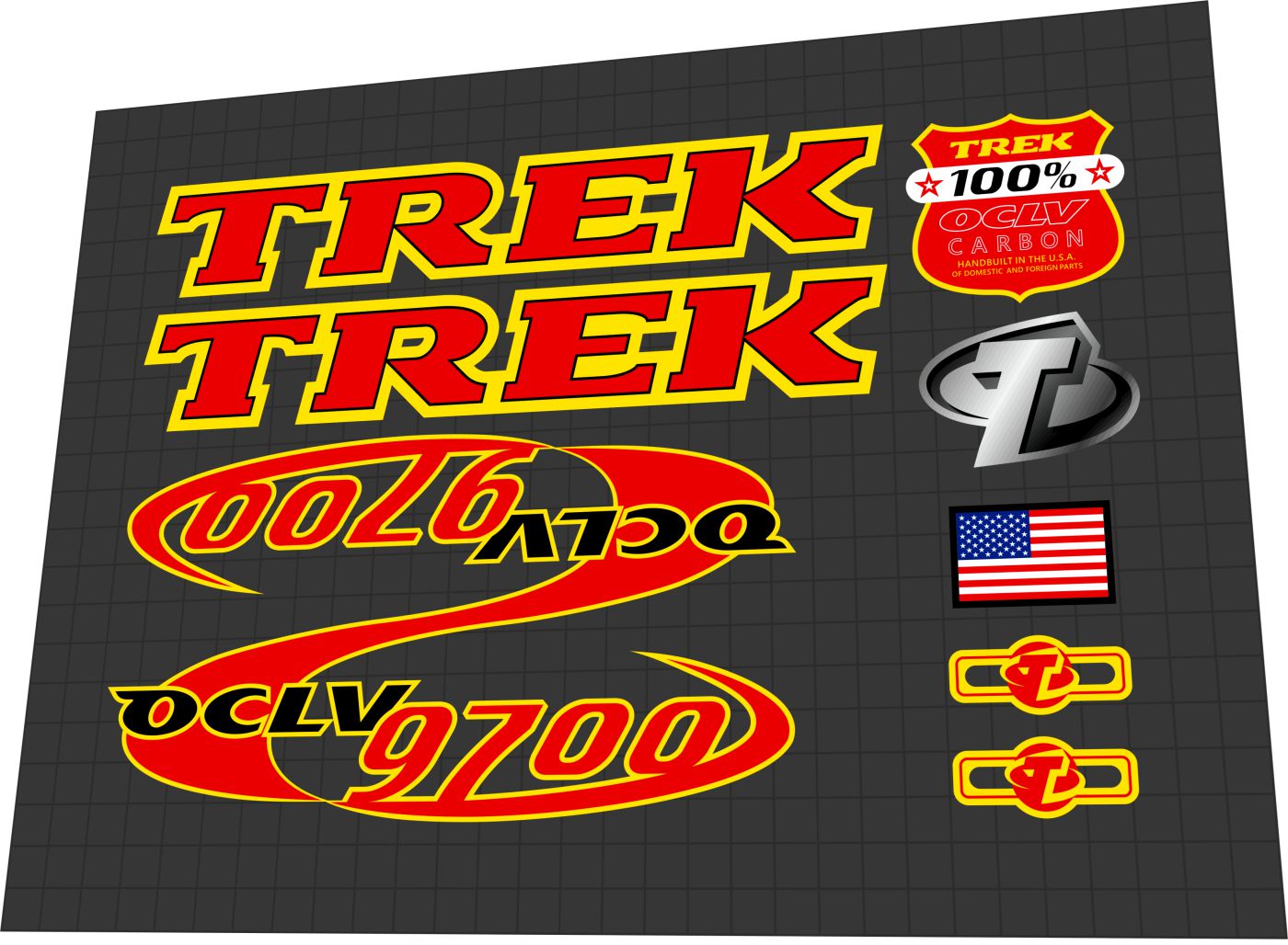 TREK 9700 SHX (1997) OCLV Frame Decal Set