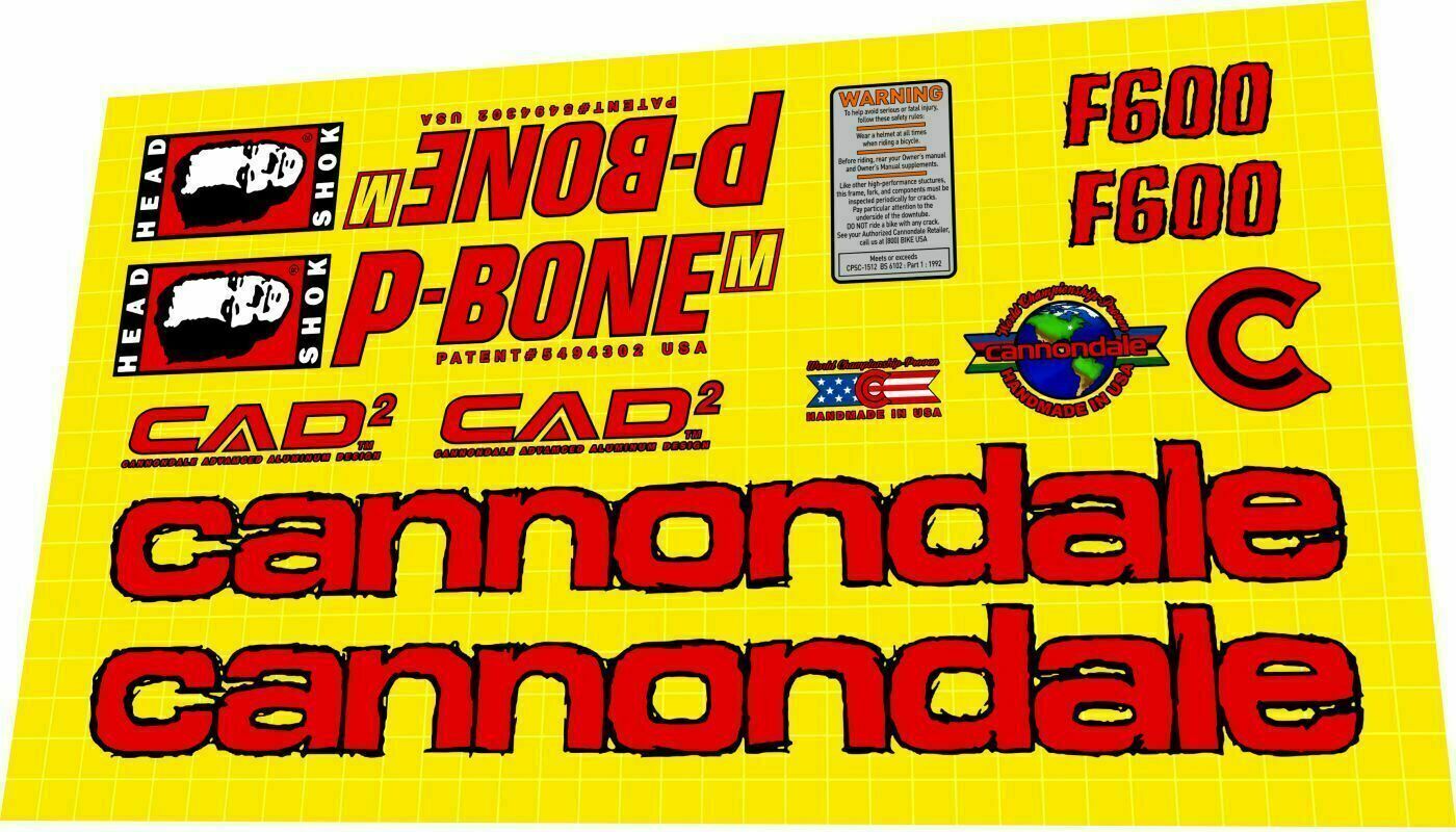 CANNONDALE F600 (1997) CAAD2 Frame Decal Set - Bike Decal Replace