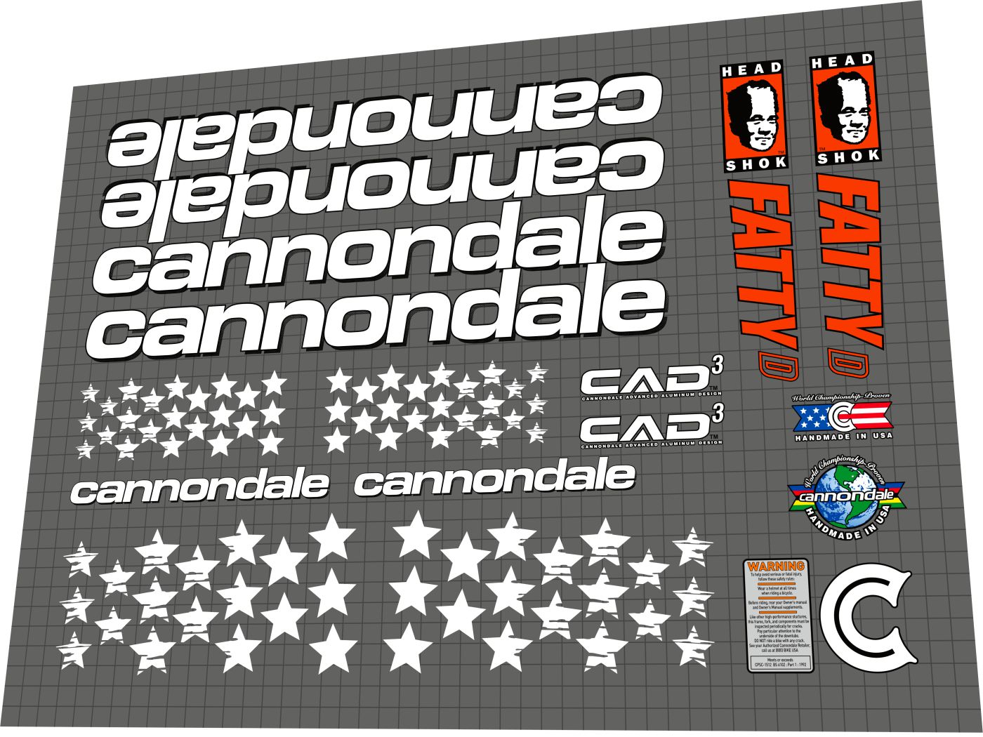 CANNONDALE F series (1998) CAAD3 USA Fade Frame Decal Set - Bike Decal Replace