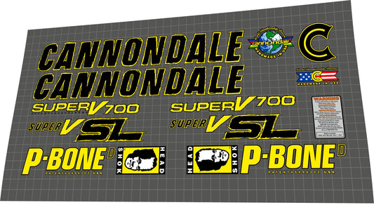 CANNONDALE SuperV 700 (1998) SL Frame Decal Set