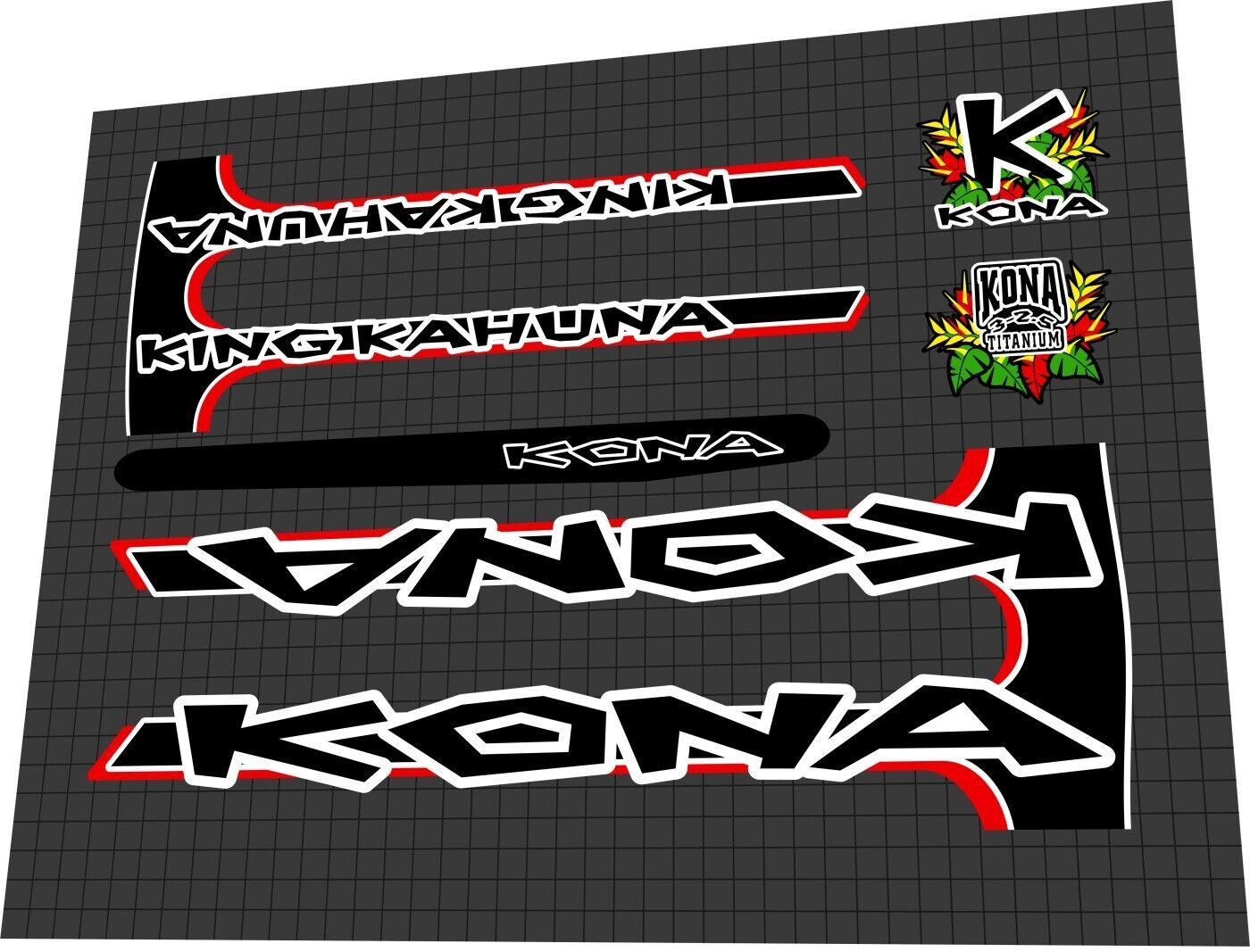 KONA King Kahuna (1999) Titanium Frame Decal Set - Bike Decal Replace