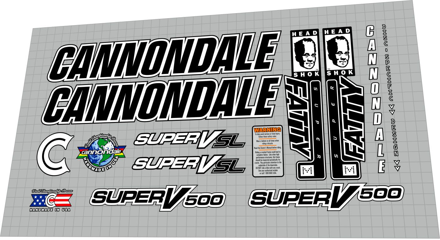 CANNONDALE Super V 500 (1999) Frame Decal Set