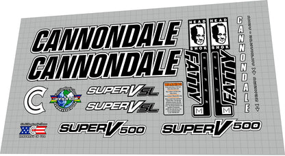 CANNONDALE Super V 500 (1999) Frame Decal Set