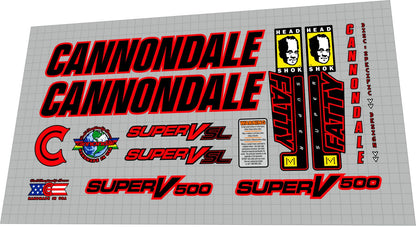 CANNONDALE Super V 500 (1999) Frame Decal Set