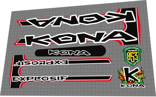 KONA Explosif (1999) Frame Decal Set - Bike Decal Replace