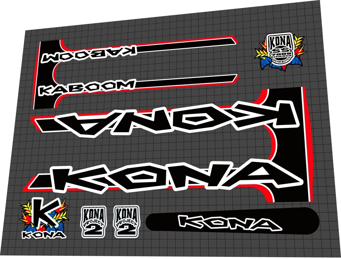 KONA Kaboom (1999) Frame Decal Set - Bike Decal Replace