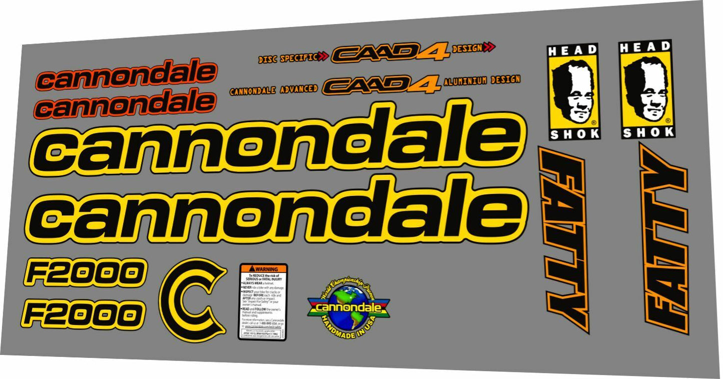 CANNONDALE F2000 (1999) CAAD4 Frame Decal Set - Bike Decal Replace