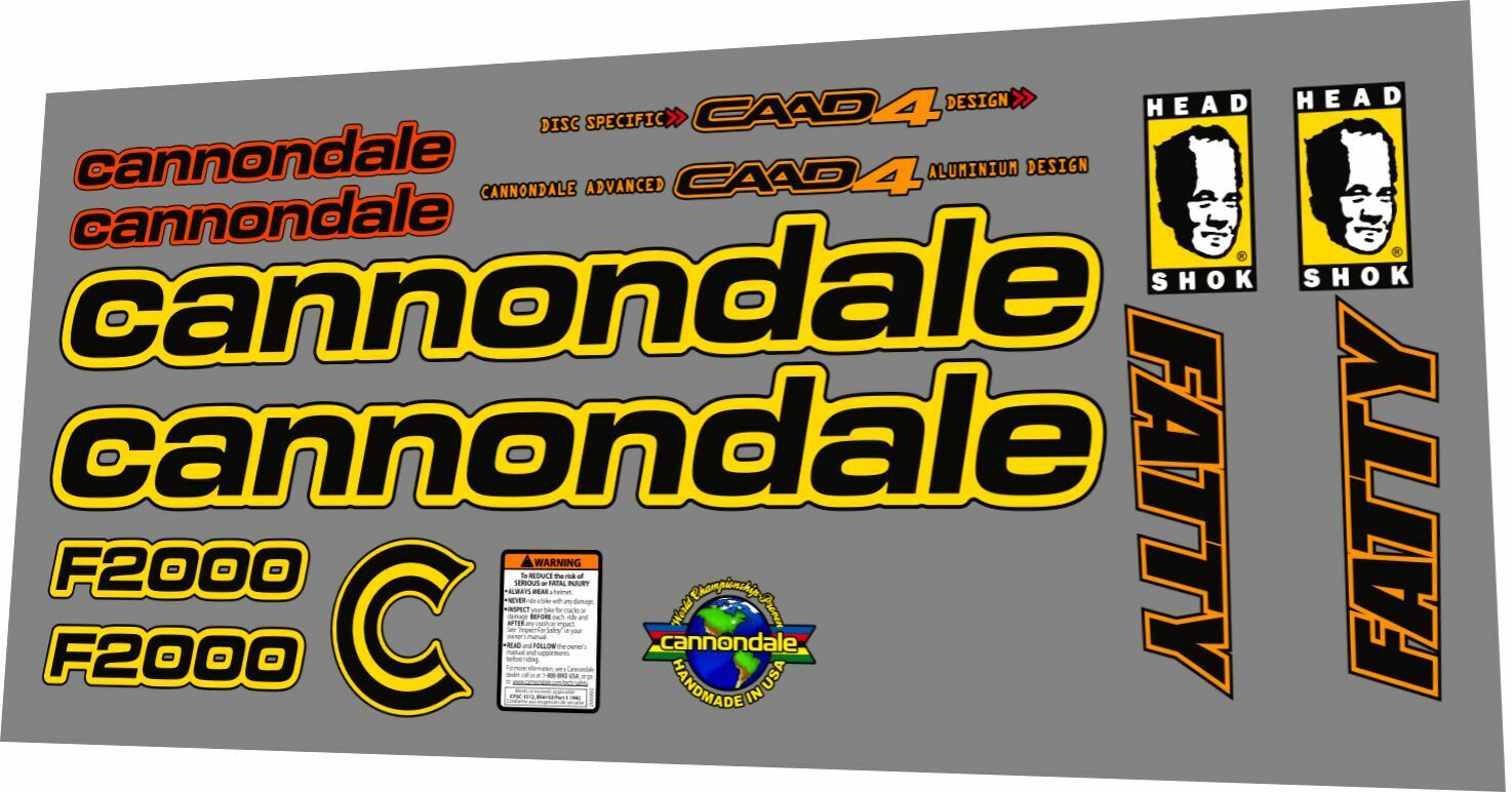CANNONDALE F2000 (1999) CAAD4 Frame Decal Set - Bike Decal Replace
