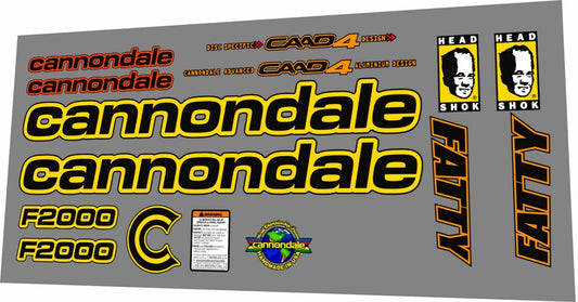 CANNONDALE F2000 (1999) CAAD4 Frame Decal Set - Bike Decal Replace