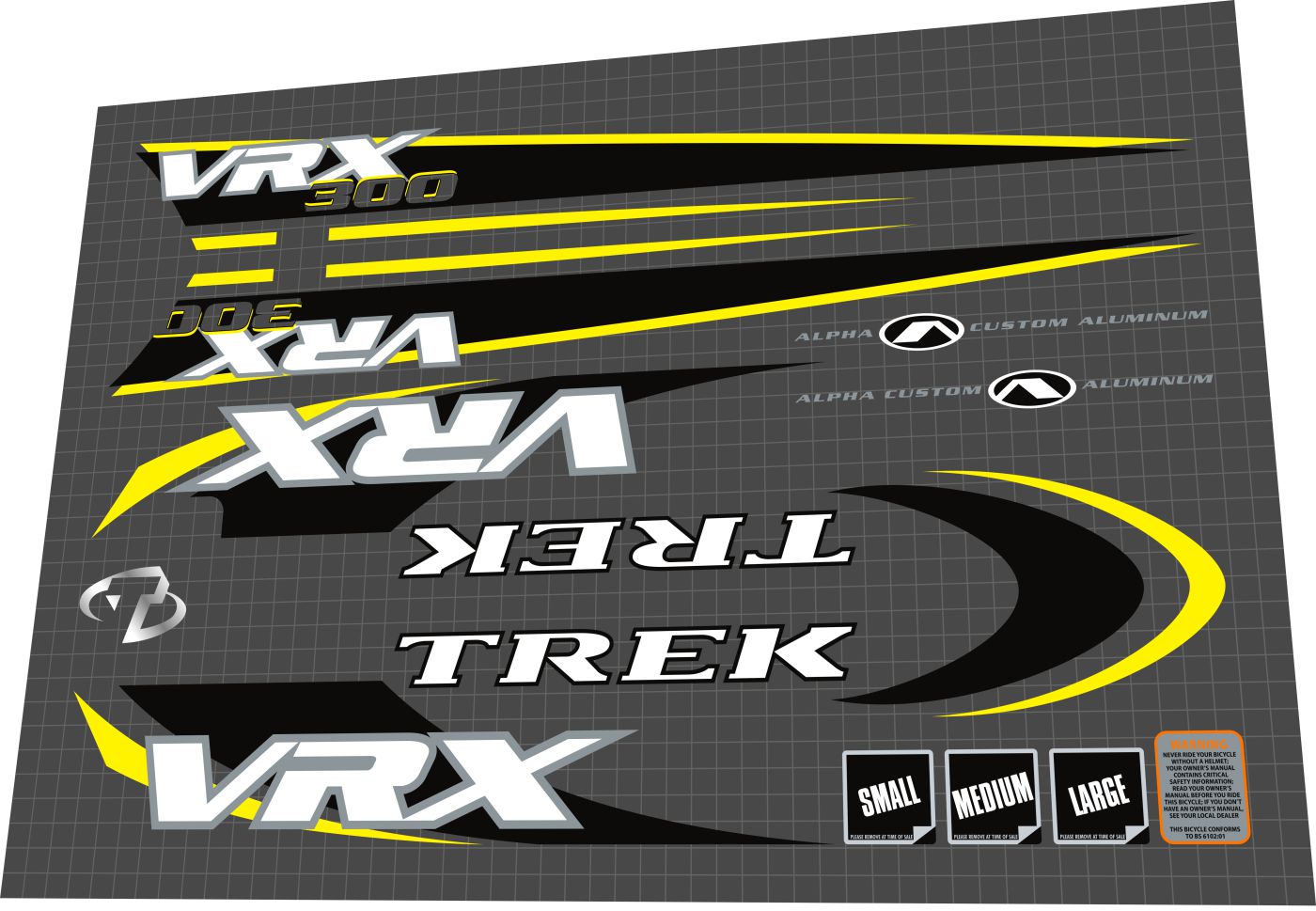 TREK VRX 300 (1999) Frame Decal Set