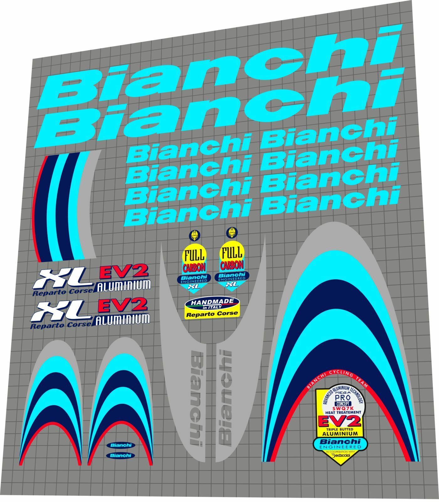 BIANCHI XL EV2 (2000) Frame Decal Set | Bike Decal Replace