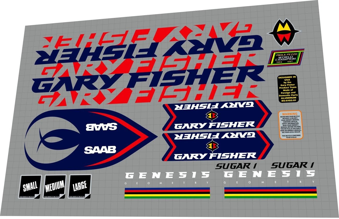 GARY FISHER Sugar 1 Team Saab (2000) Frame Decal Set
