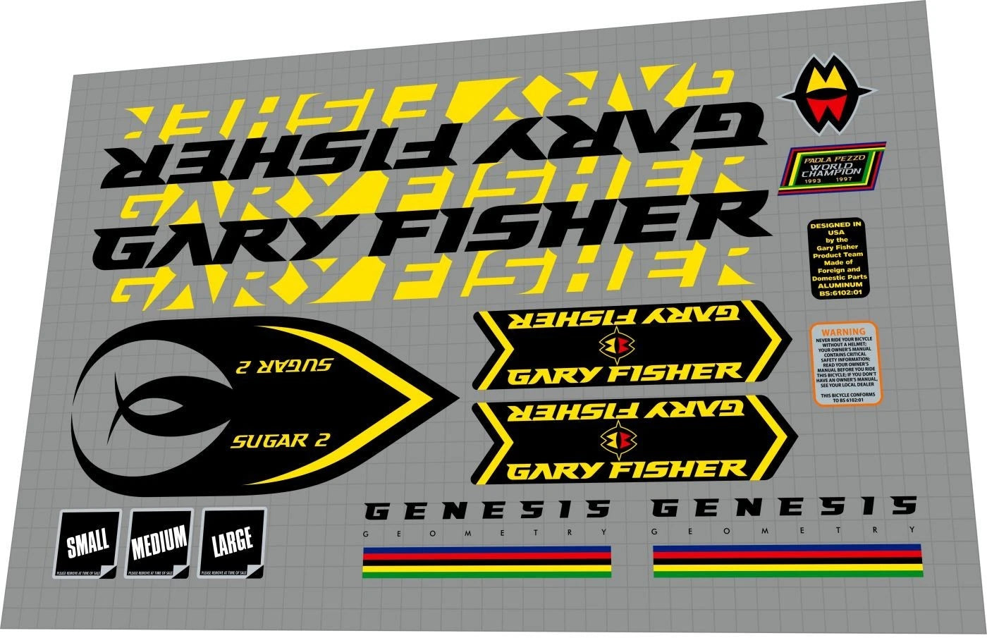 GARY FISHER Sugar 2 (2000) Frame Decal Set