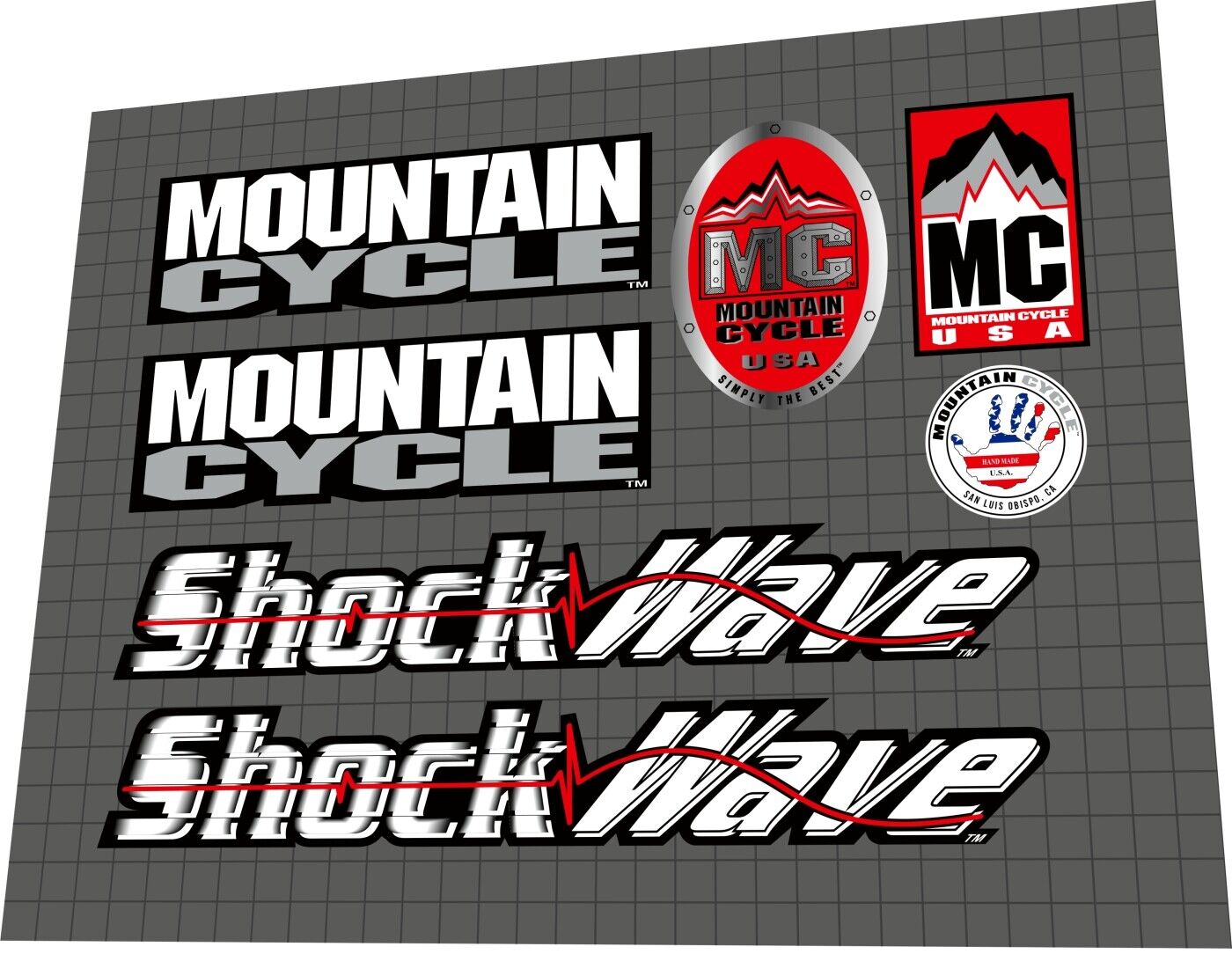 MOUNTAIN CYCLE Shock Wave (2000) Frame Decal Set - Bike Decal Replace