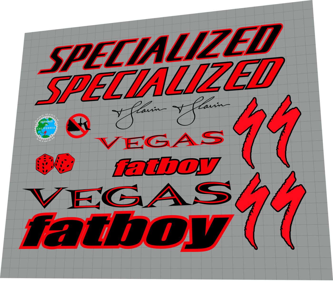 SPECIALIZED Fatboy (2000) Vegas TJ Lavin Frame Decal Set