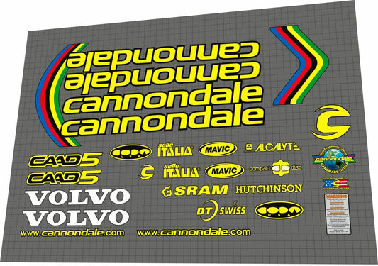 CANNONDALE F5000 SL (2000) CAAD5 Team Volvo Frame Decal Set - Bike Decal Replace