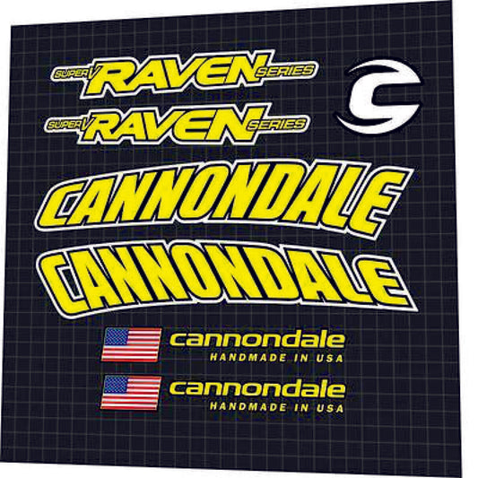 CANNONDALE SuperV (2000) Raven Series Frame Decal Set - Bike Decal Replace