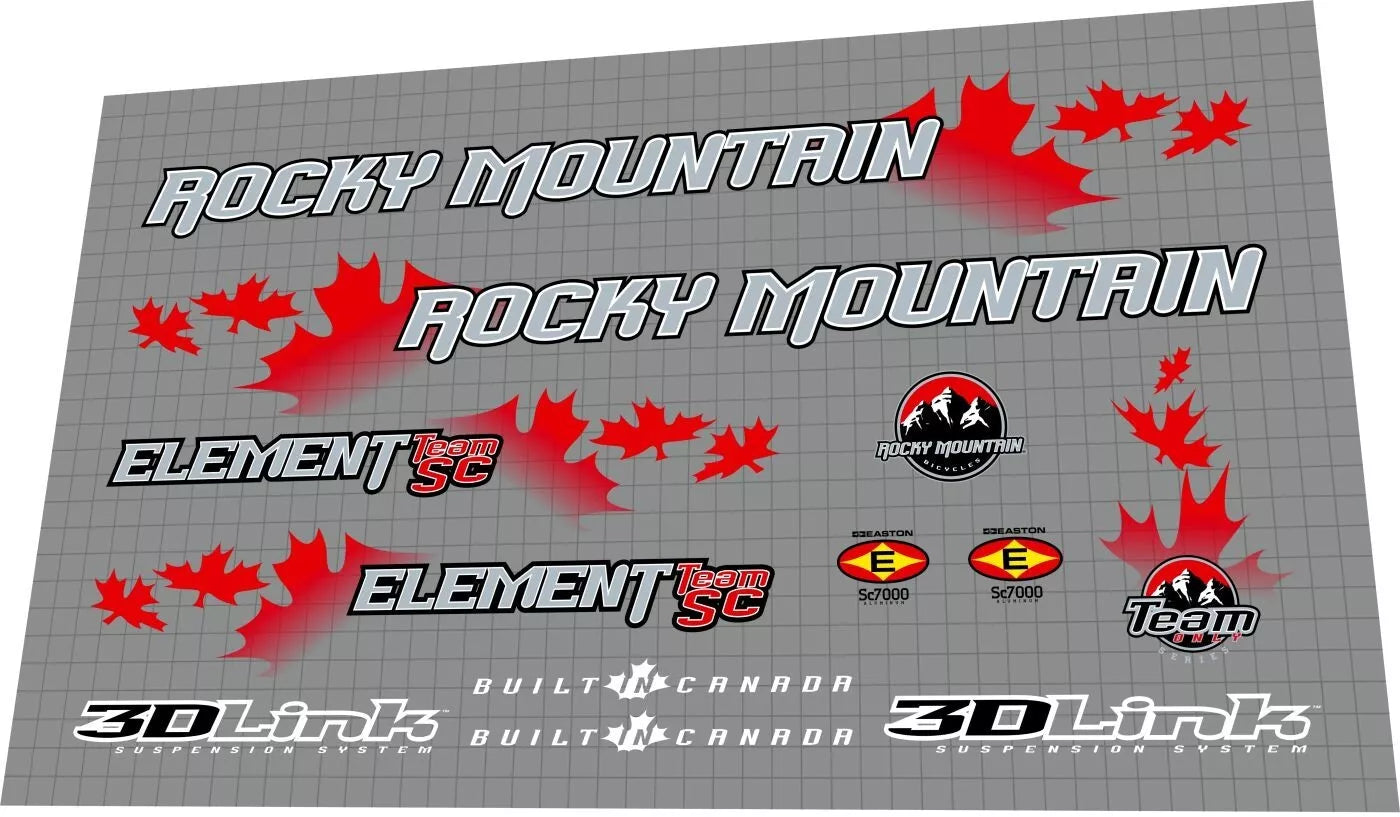 ROCKY MOUNTAIN Element (2001) Team SC Frame Decal Set (Copy) - Bike Decal Replace