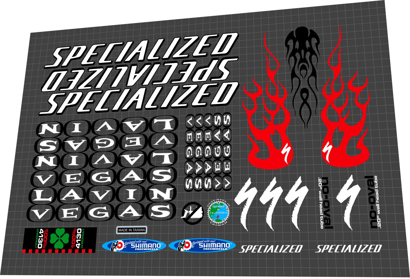 SPECIALIZED Fatboy (2001) Vegas TJ Lavin Frame Decal Set – Bike Decal ...