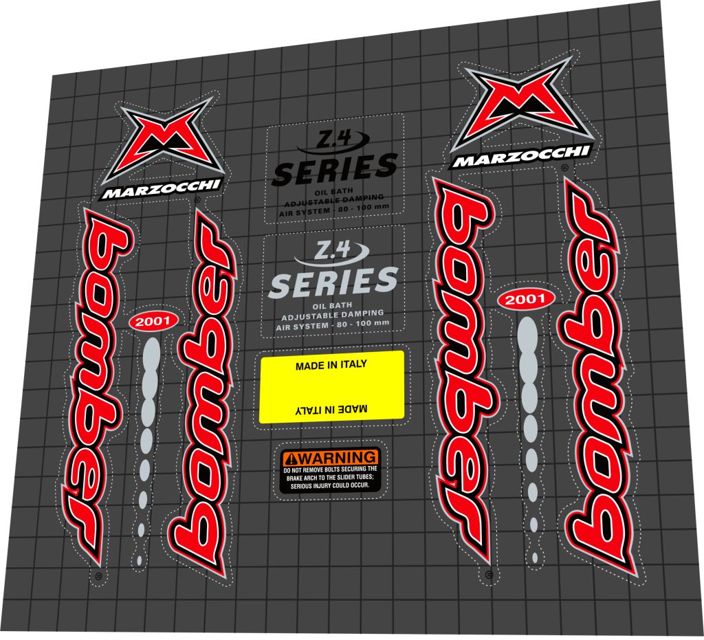 MARZOCCHI Bomber Series (2001) Z4 Fork Decal Set