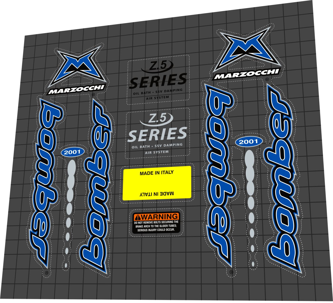 MARZOCCHI Bomber Series (2001) Z5 Fork Decal Set